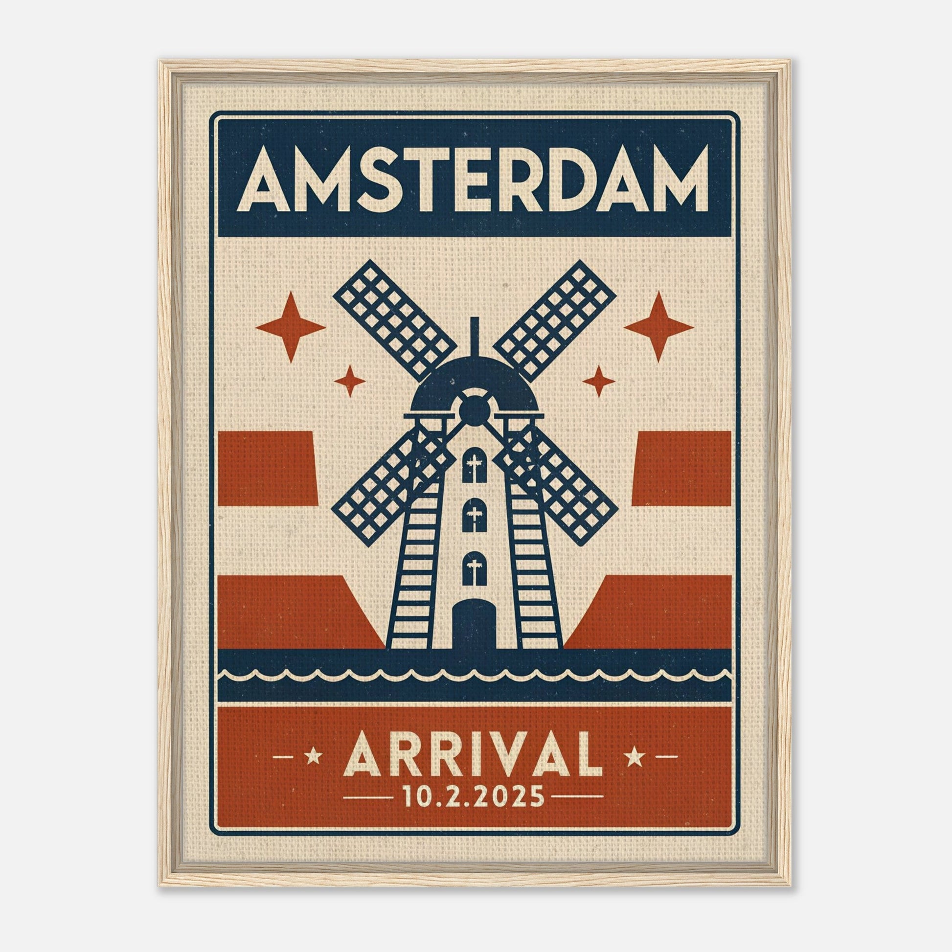 Personalized Amsterdam Vintage Travel Poster Canvas – Framed - Out of Office Outfitters - Print Material