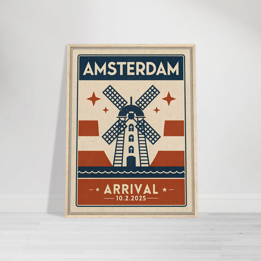Personalized Amsterdam Vintage Travel Poster Canvas – Framed - Out of Office Outfitters - Print Material