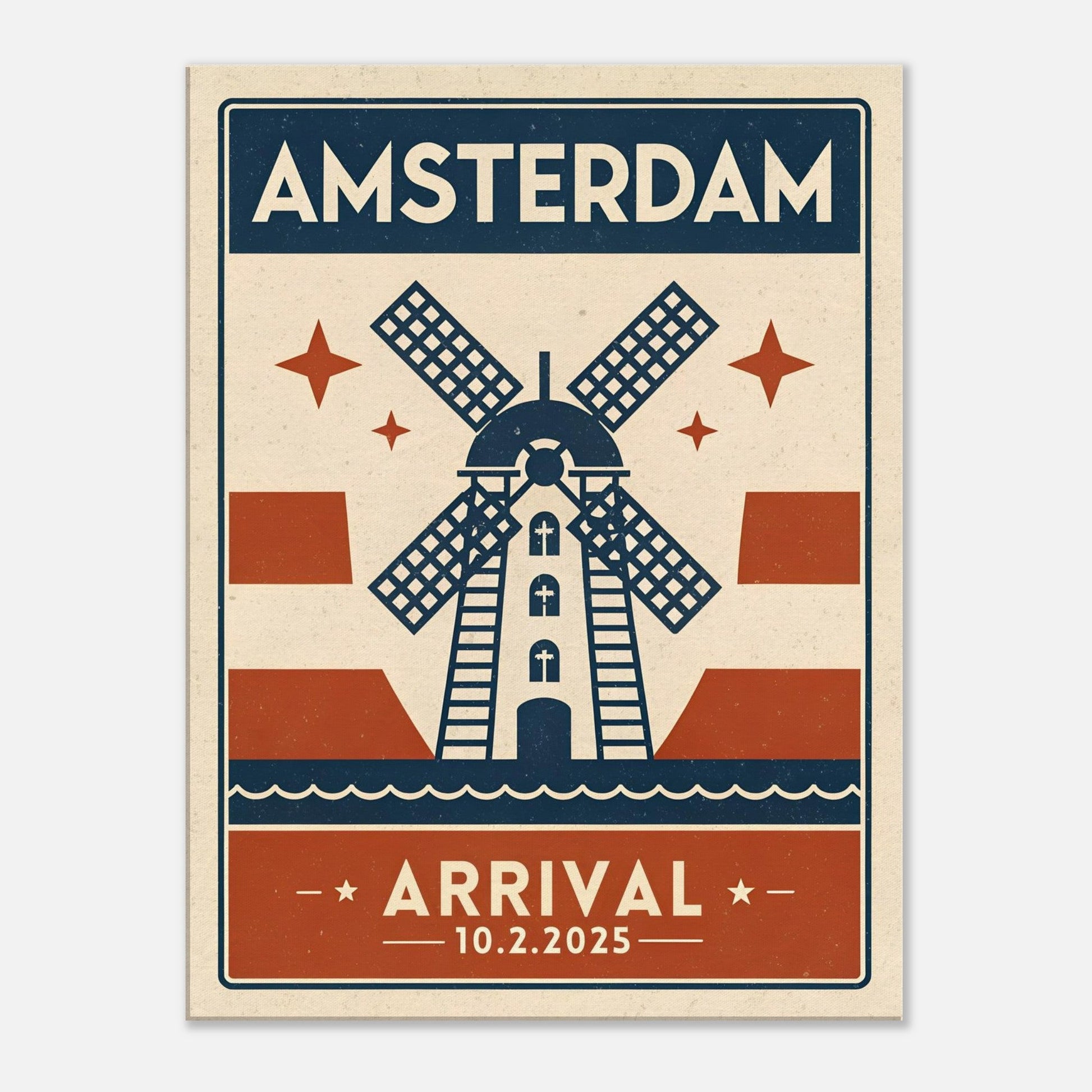 Personalized Amsterdam Vintage Travel Poster Canvas – Unframed - Out of Office Outfitters - Print Material