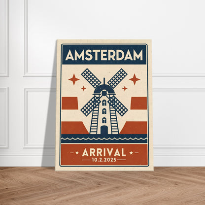 Personalized Amsterdam Vintage Travel Poster Canvas – Unframed - Out of Office Outfitters - Print Material