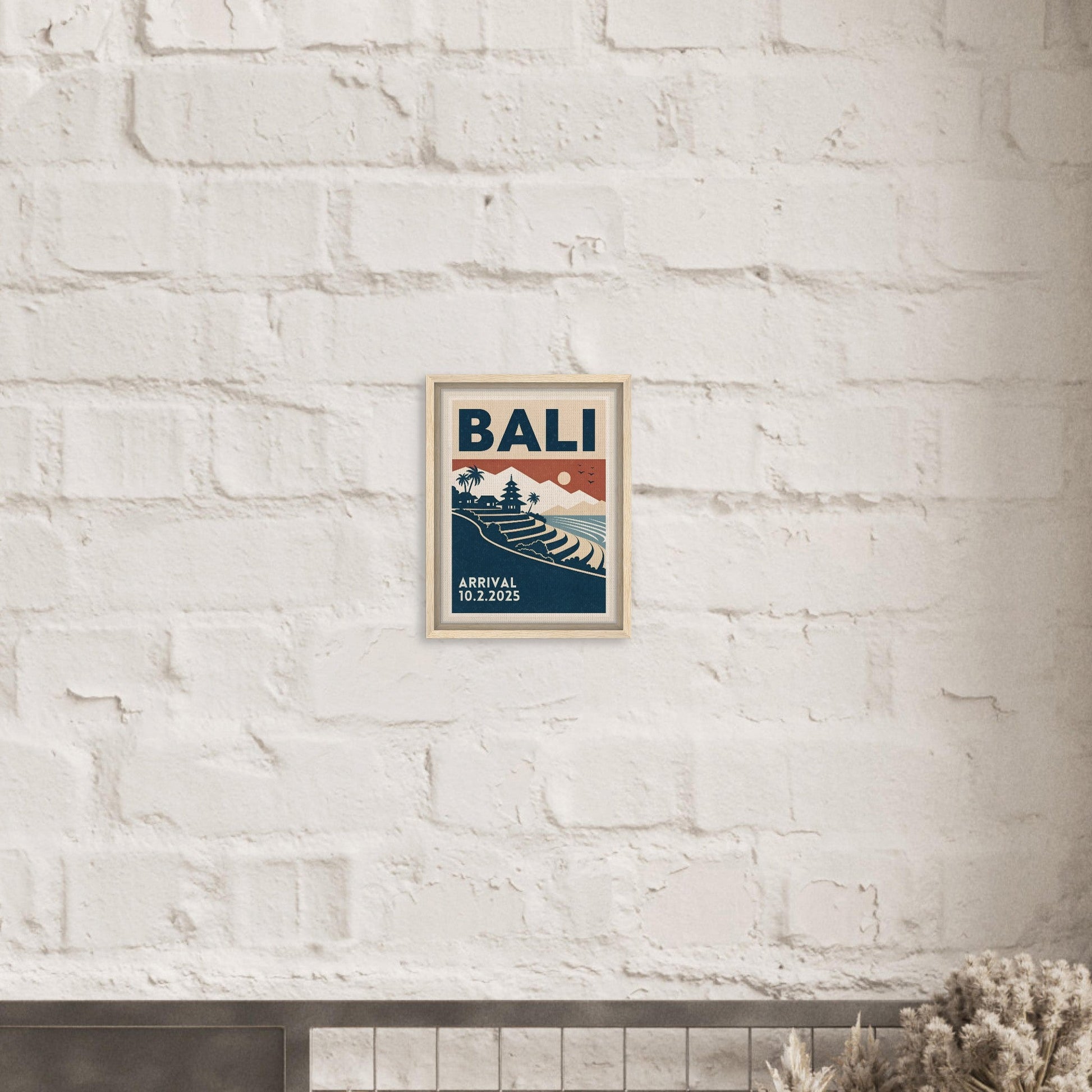 Personalized Bali Vintage Travel Poster Canvas – Framed - Out of Office Outfitters - Print Material