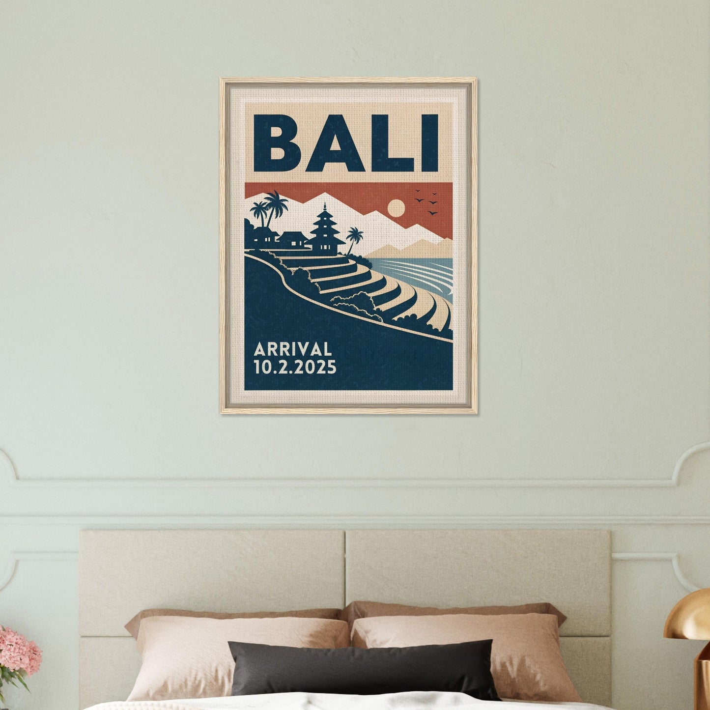 Personalized Bali Vintage Travel Poster Canvas – Framed - Out of Office Outfitters - Print Material