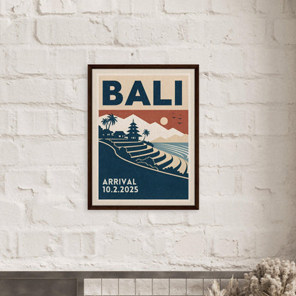 Personalized Bali Vintage Travel Poster Canvas – Framed - Out of Office Outfitters - Print Material