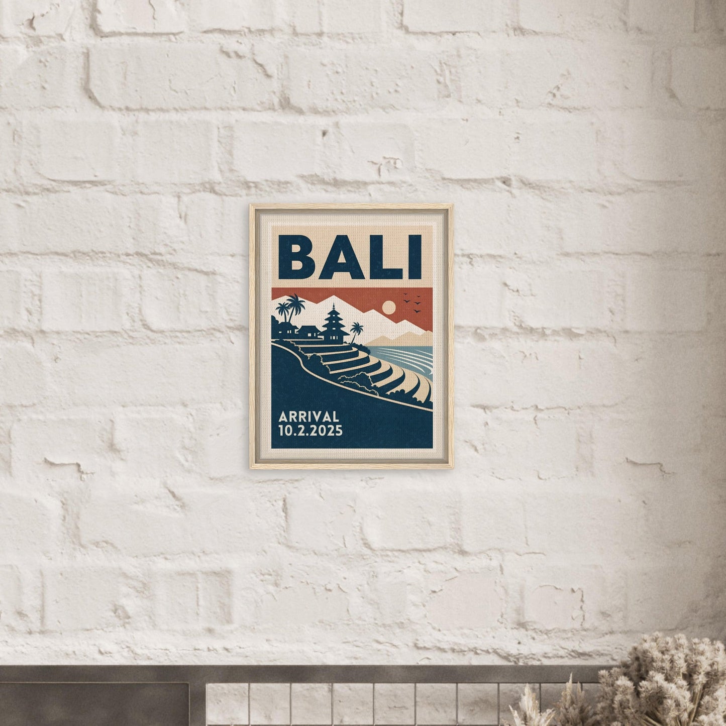 Personalized Bali Vintage Travel Poster Canvas – Framed - Out of Office Outfitters - Print Material