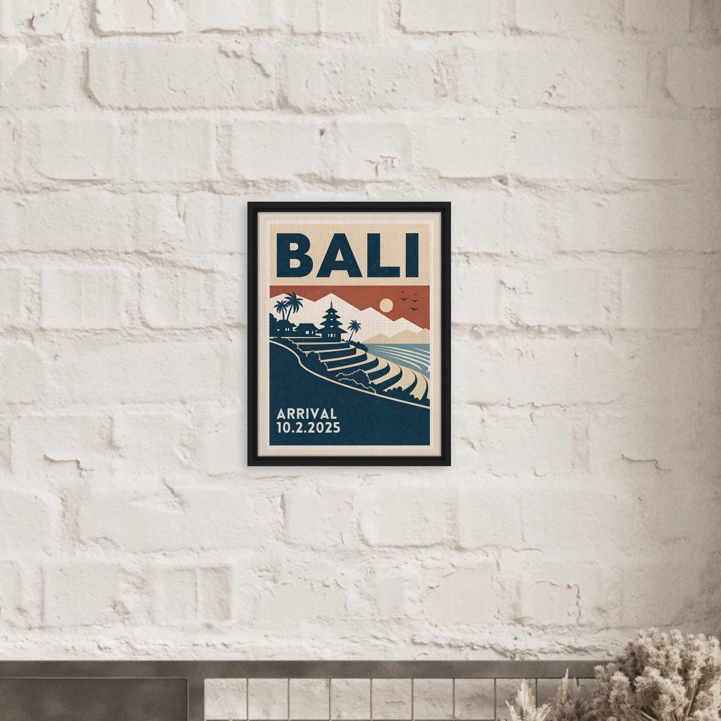 Personalized Bali Vintage Travel Poster Canvas – Framed - Out of Office Outfitters - Print Material
