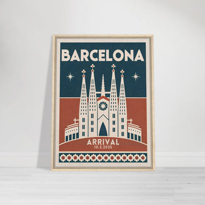 Personalized Barcelona Vintage Travel Poster Canvas – Framed - Out of Office Outfitters - Print Material
