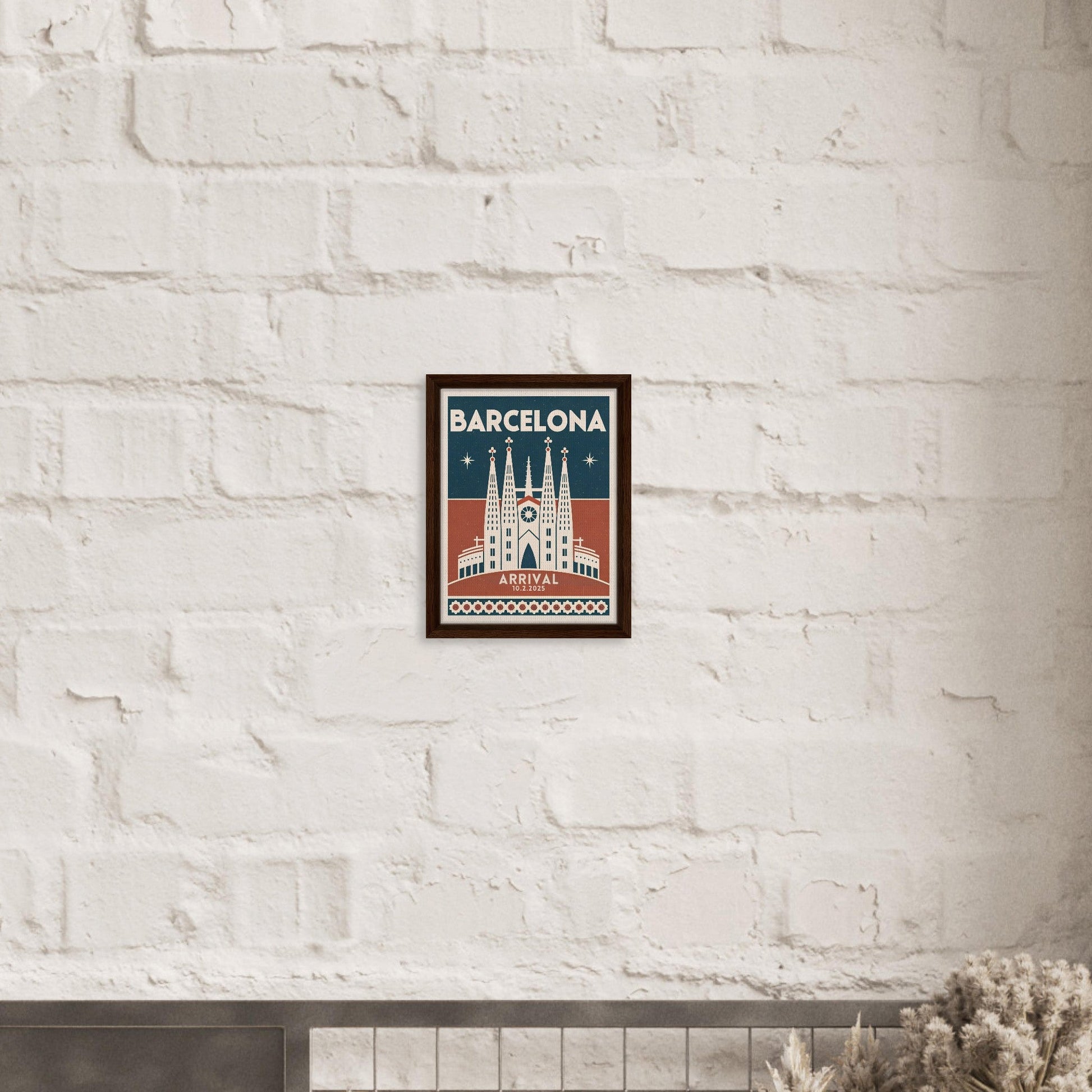 Personalized Barcelona Vintage Travel Poster Canvas – Framed - Out of Office Outfitters - Print Material