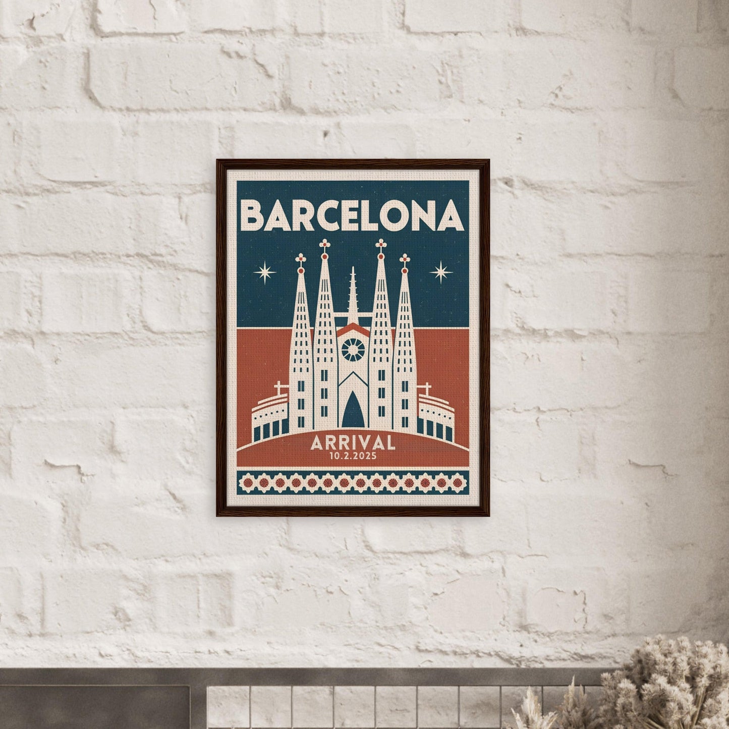 Personalized Barcelona Vintage Travel Poster Canvas – Framed - Out of Office Outfitters - Print Material