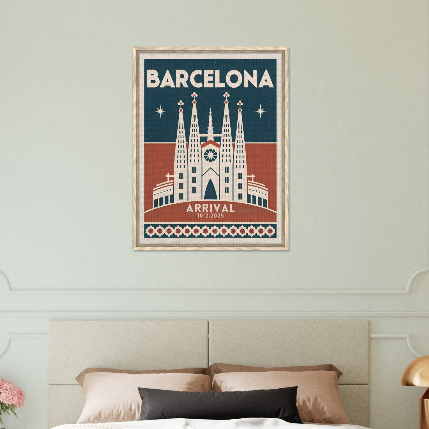 Personalized Barcelona Vintage Travel Poster Canvas – Framed - Out of Office Outfitters - Print Material