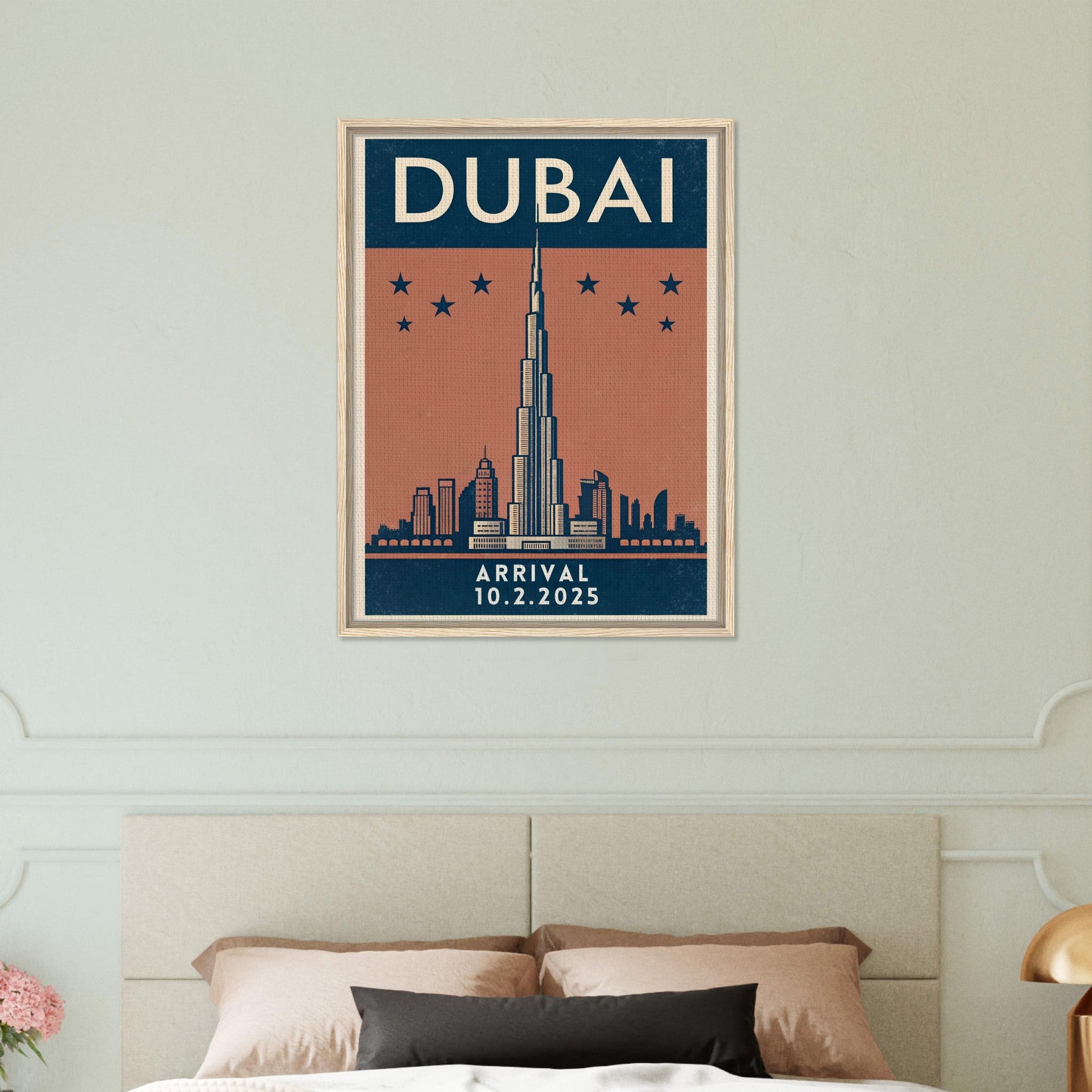 Personalized Dubai Vintage Travel Poster Canvas – Framed - Out of Office Outfitters - Print Material