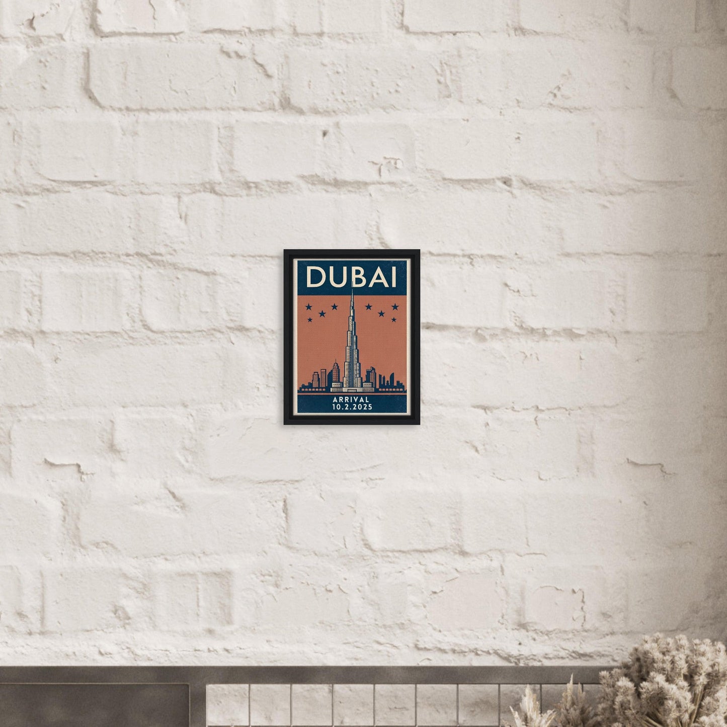 Personalized Dubai Vintage Travel Poster Canvas – Framed - Out of Office Outfitters - Print Material