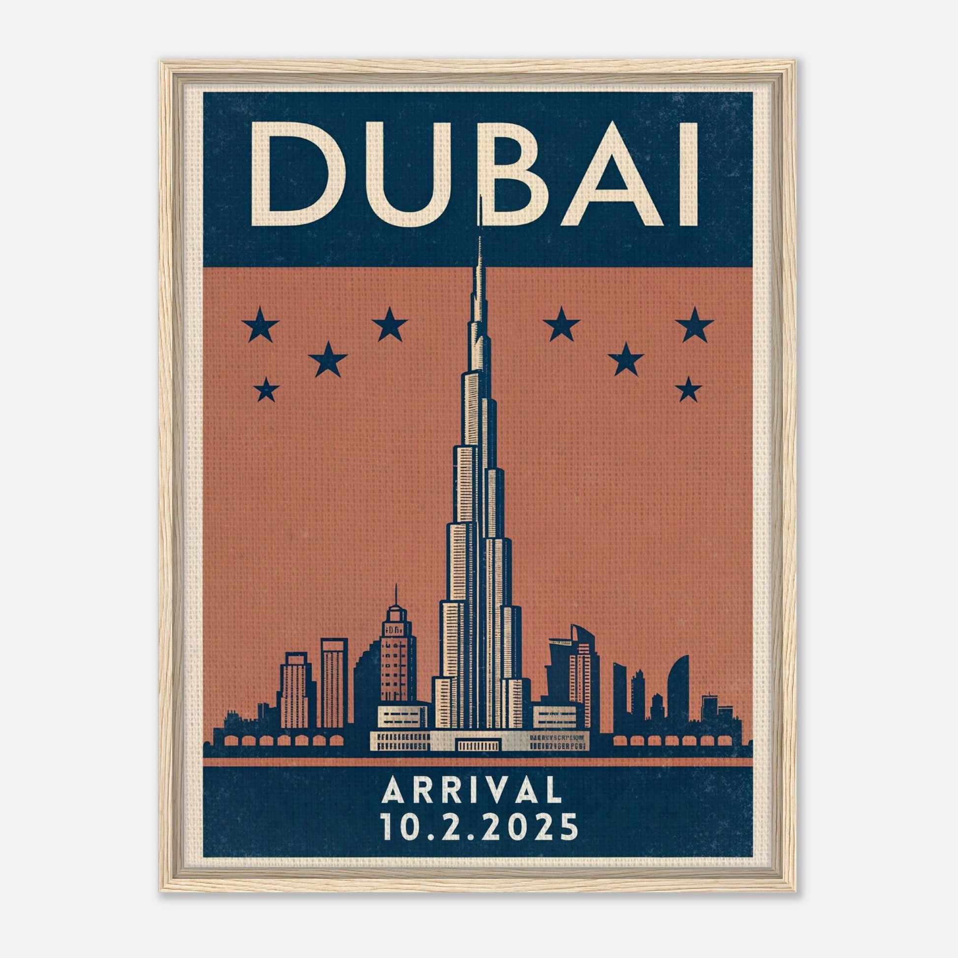 Personalized Dubai Vintage Travel Poster Canvas – Framed - Out of Office Outfitters - Print Material