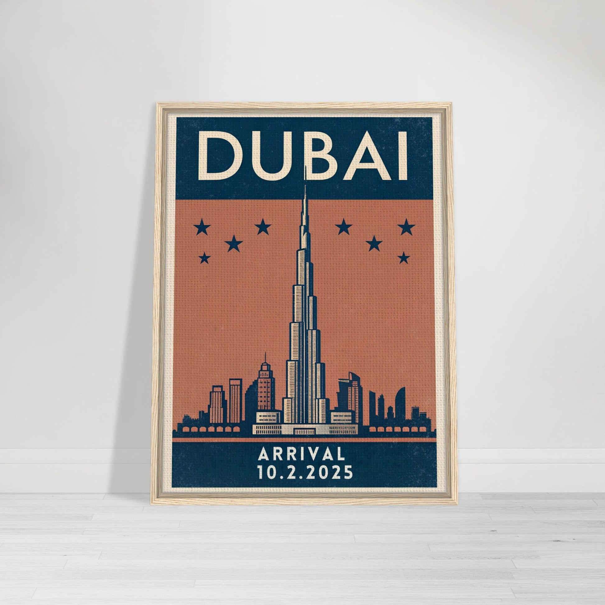 Personalized Dubai Vintage Travel Poster Canvas – Framed - Out of Office Outfitters - Print Material
