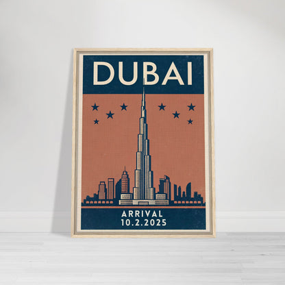 Personalized Dubai Vintage Travel Poster Canvas – Framed - Out of Office Outfitters - Print Material