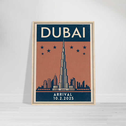 Personalized Dubai Vintage Travel Poster Canvas – Framed - Out of Office Outfitters - Print Material