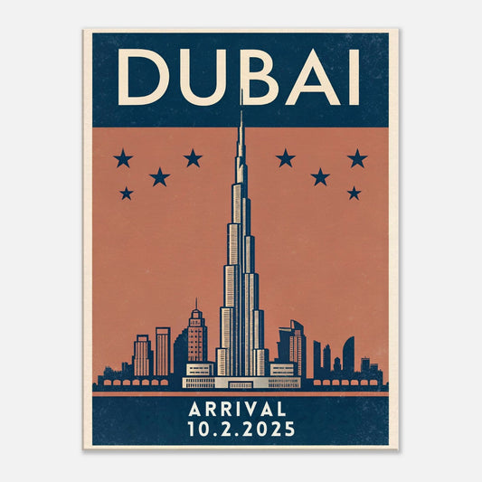 Personalized Dubai Vintage Travel Poster Canvas – Unframed - Out of Office Outfitters - Print Material