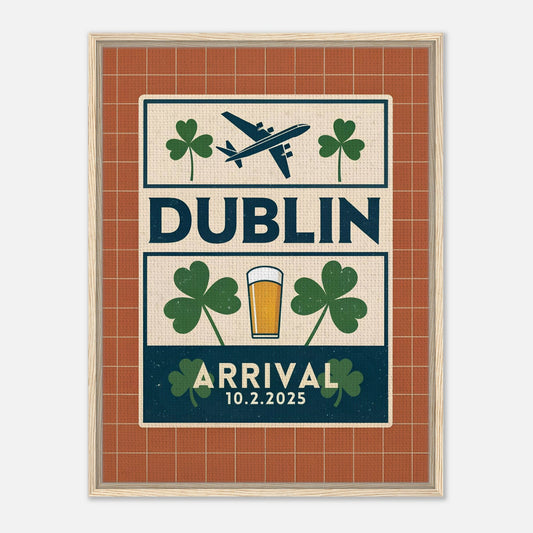 Personalized Dublin Vintage Travel Poster Canvas – Framed - Out of Office Outfitters - Print Material
