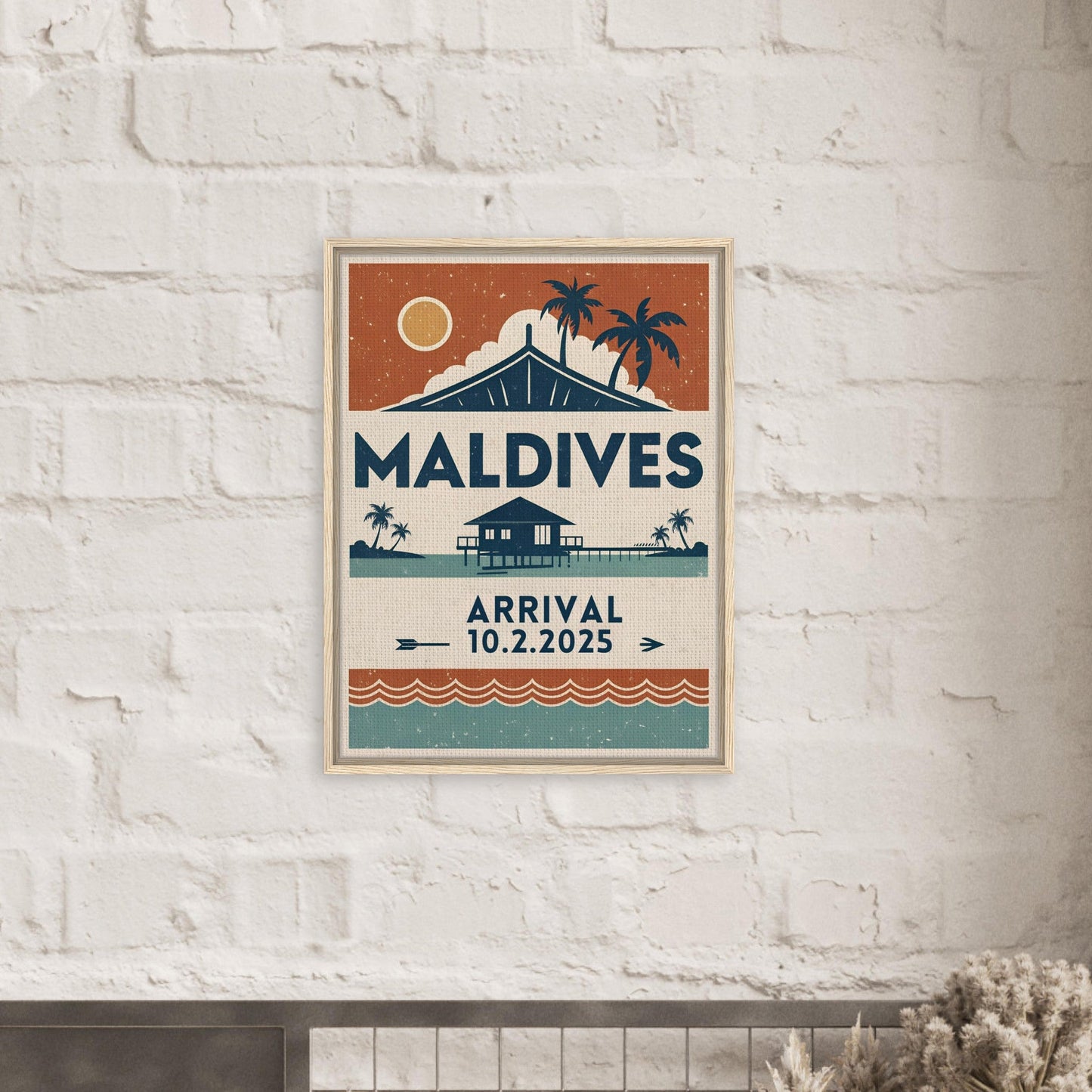 Personalized Maldives Vintage Travel Poster Canvas – Framed - Out of Office Outfitters - Print Material