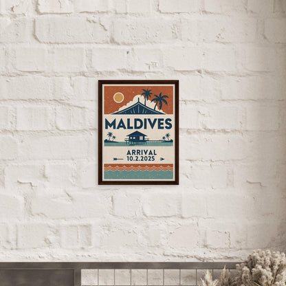 Personalized Maldives Vintage Travel Poster Canvas – Framed - Out of Office Outfitters - Print Material
