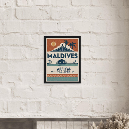 Personalized Maldives Vintage Travel Poster Canvas – Framed - Out of Office Outfitters - Print Material