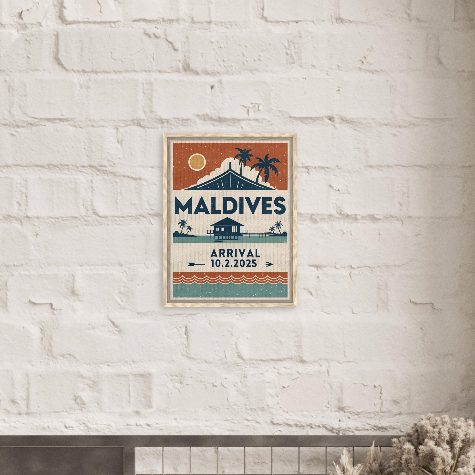 Personalized Maldives Vintage Travel Poster Canvas – Framed - Out of Office Outfitters - Print Material