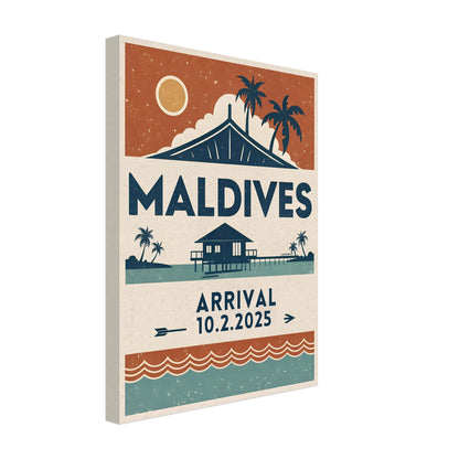 Personalized Maldives Vintage Travel Poster Canvas – Unframed - Out of Office Outfitters - Print Material
