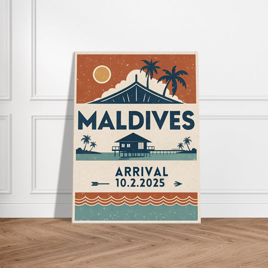 Personalized Maldives Vintage Travel Poster Canvas – Unframed - Out of Office Outfitters - Print Material