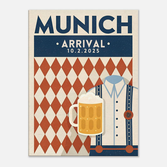 Personalized Munich Vintage Travel Poster Canvas – Unframed - Out of Office Outfitters - Print Material