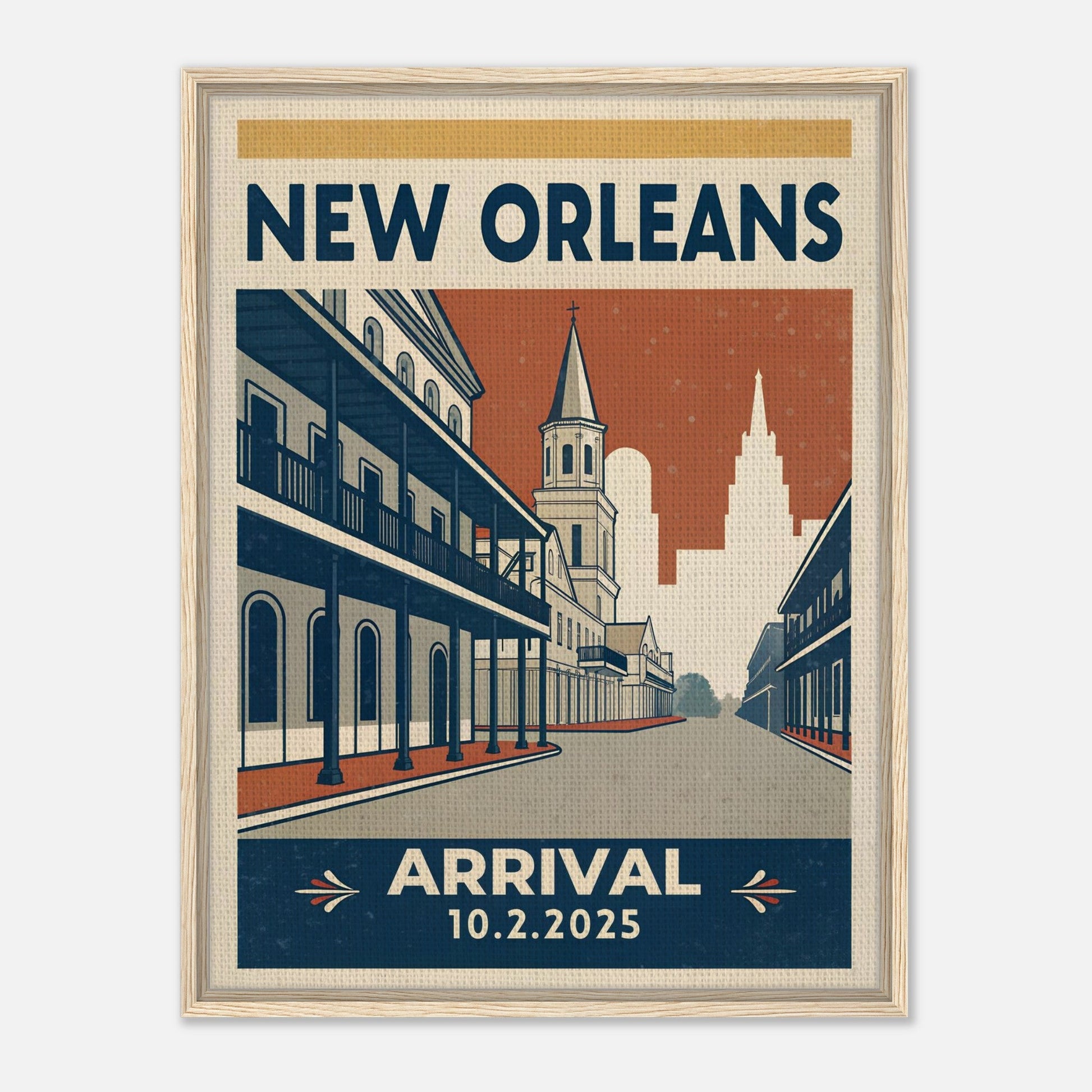 Personalized New Orleans Vintage Travel Poster Canvas – Framed - Out of Office Outfitters - Print Material