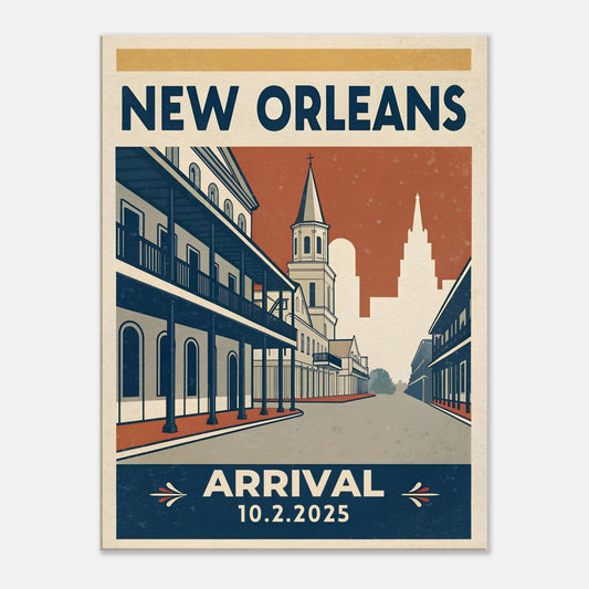 Personalized New Orleans Vintage Travel Poster Canvas – Unframed - Out of Office Outfitters - Print Material