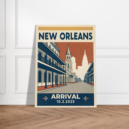 Personalized New Orleans Vintage Travel Poster Canvas – Unframed - Out of Office Outfitters - Print Material