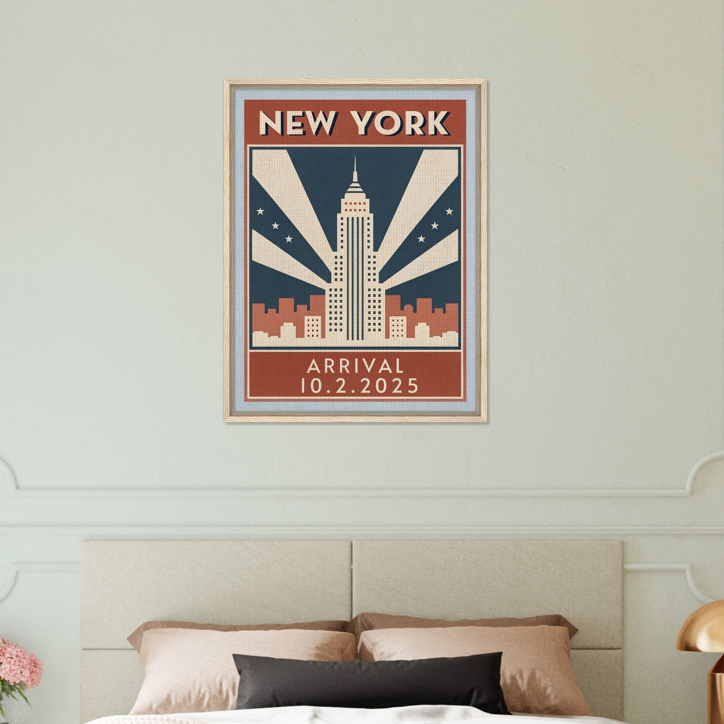 Personalized New York Vintage Travel Poster Canvas – Framed - Out of Office Outfitters - Print Material