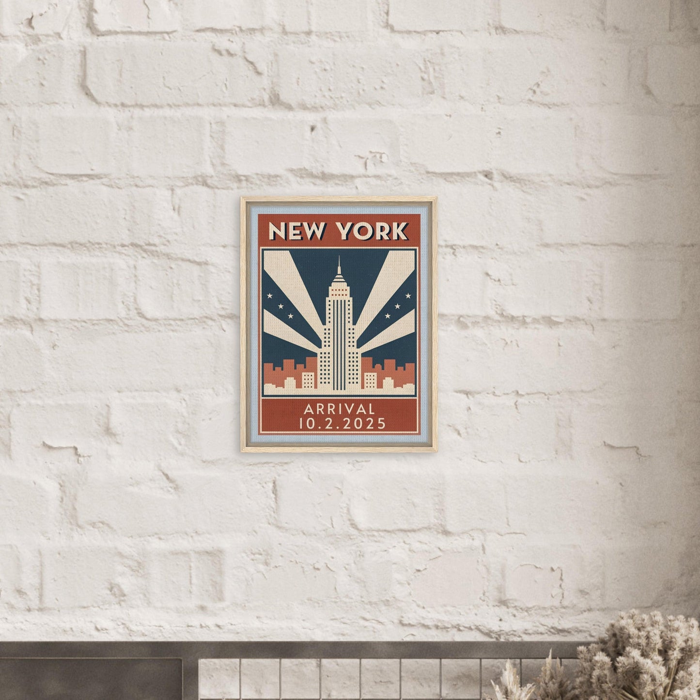 Personalized New York Vintage Travel Poster Canvas – Framed - Out of Office Outfitters - Print Material