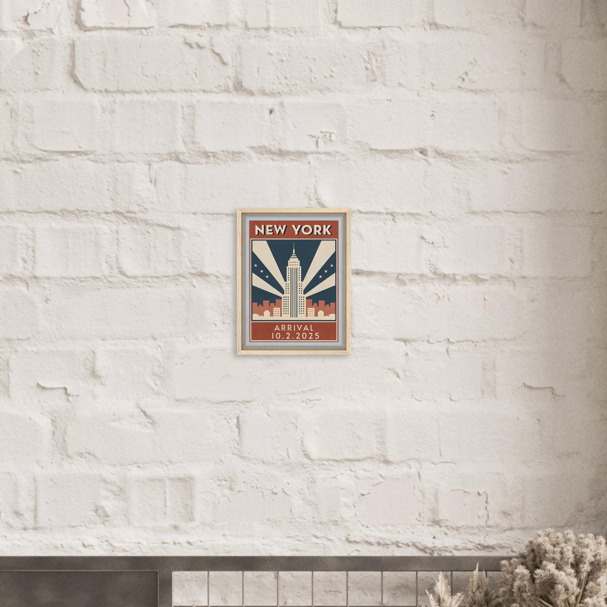 Personalized New York Vintage Travel Poster Canvas – Framed - Out of Office Outfitters - Print Material