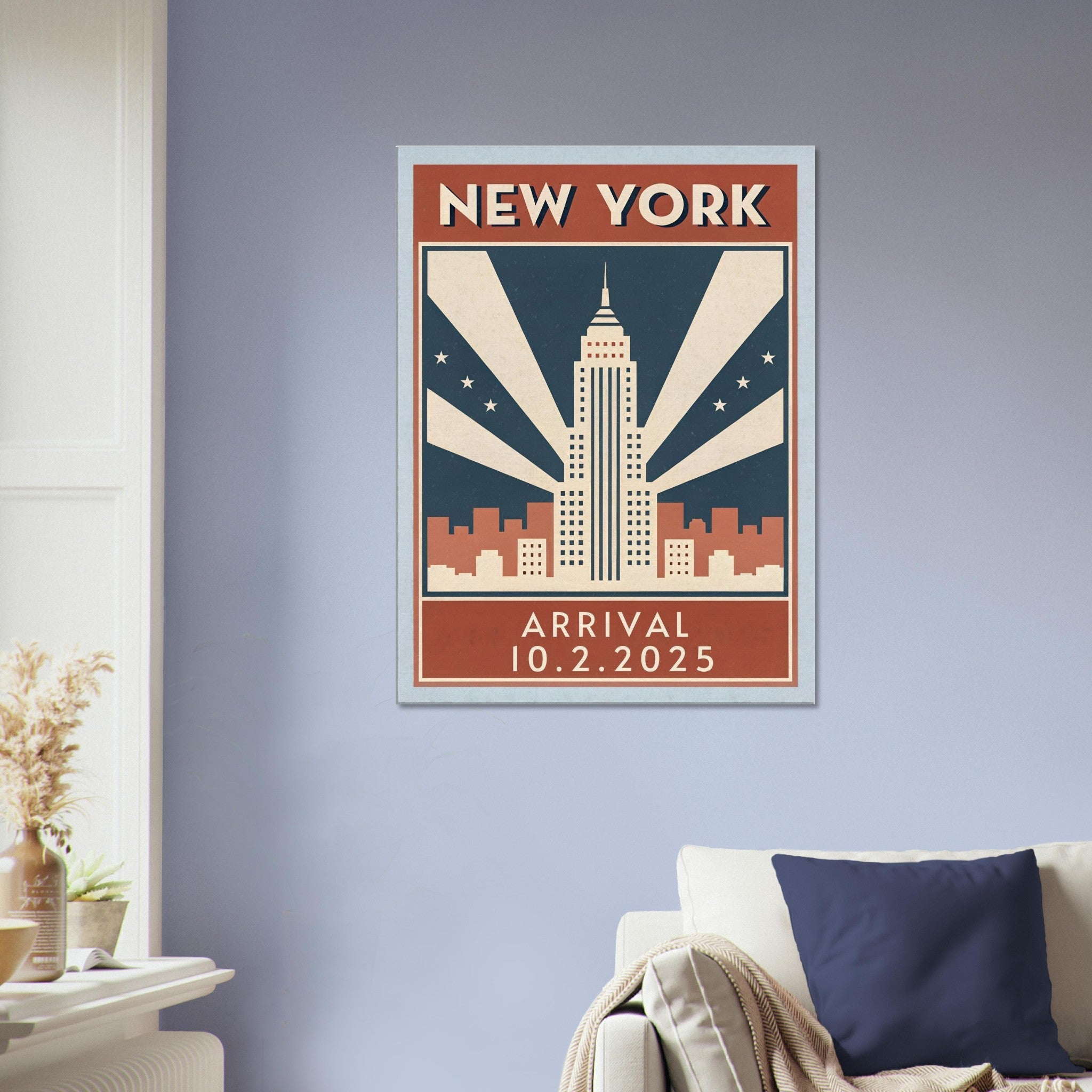 Personalized New York Vintage Travel Poster Canvas – Unframed - Out of Office Outfitters - Print Material