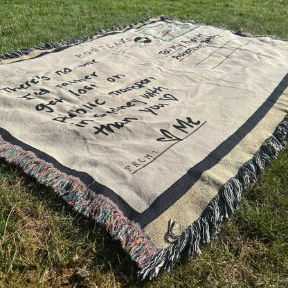 Personalized Postcard Woven Keepsake Blanket with Your Handwritten Message - Out of Office Outfitters - Home Decor