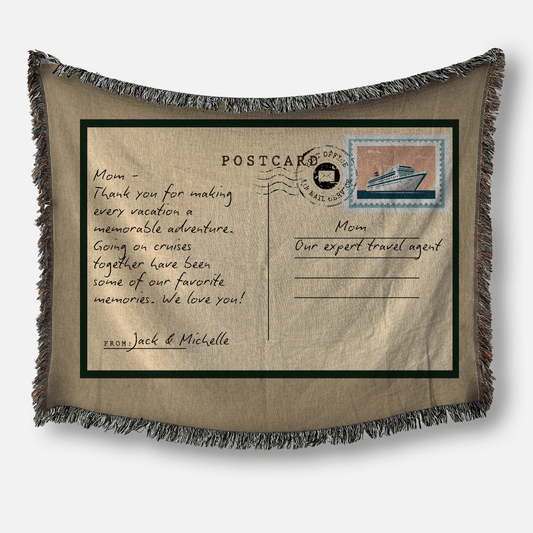 Personalized Postcard Woven Keepsake Blanket with Your Handwritten Message - Out of Office Outfitters - Home Decor