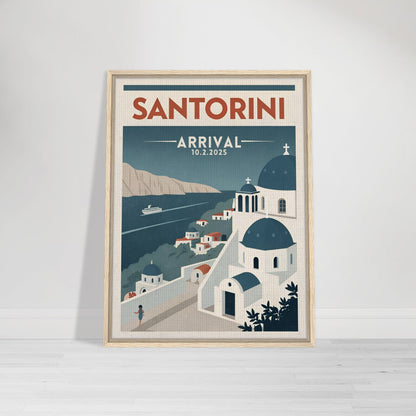 Personalized Santorini Vintage Travel Poster Canvas – Framed - Out of Office Outfitters - Print Material