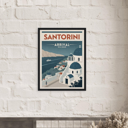 Personalized Santorini Vintage Travel Poster Canvas – Framed - Out of Office Outfitters - Print Material