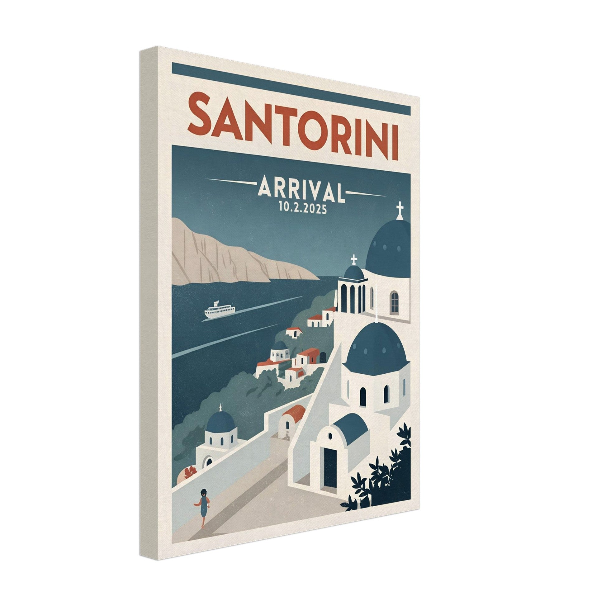 Personalized Santorini Vintage Travel Poster Canvas – Unframed - Out of Office Outfitters - Print Material