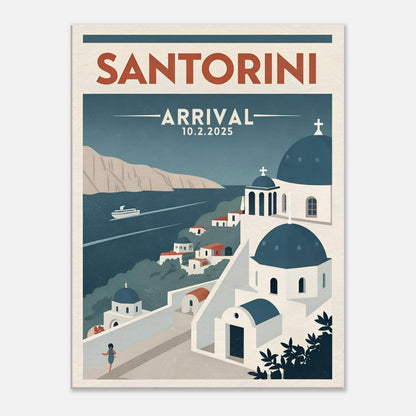 Personalized Santorini Vintage Travel Poster Canvas – Unframed - Out of Office Outfitters - Print Material