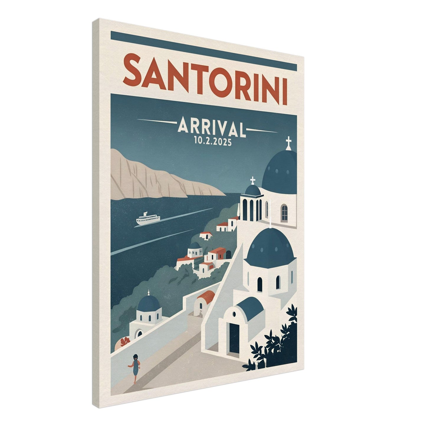 Personalized Santorini Vintage Travel Poster Canvas – Unframed - Out of Office Outfitters - Print Material