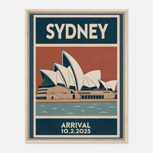 Personalized Sydney Vintage Travel Poster Canvas – Framed - Out of Office Outfitters - Print Material