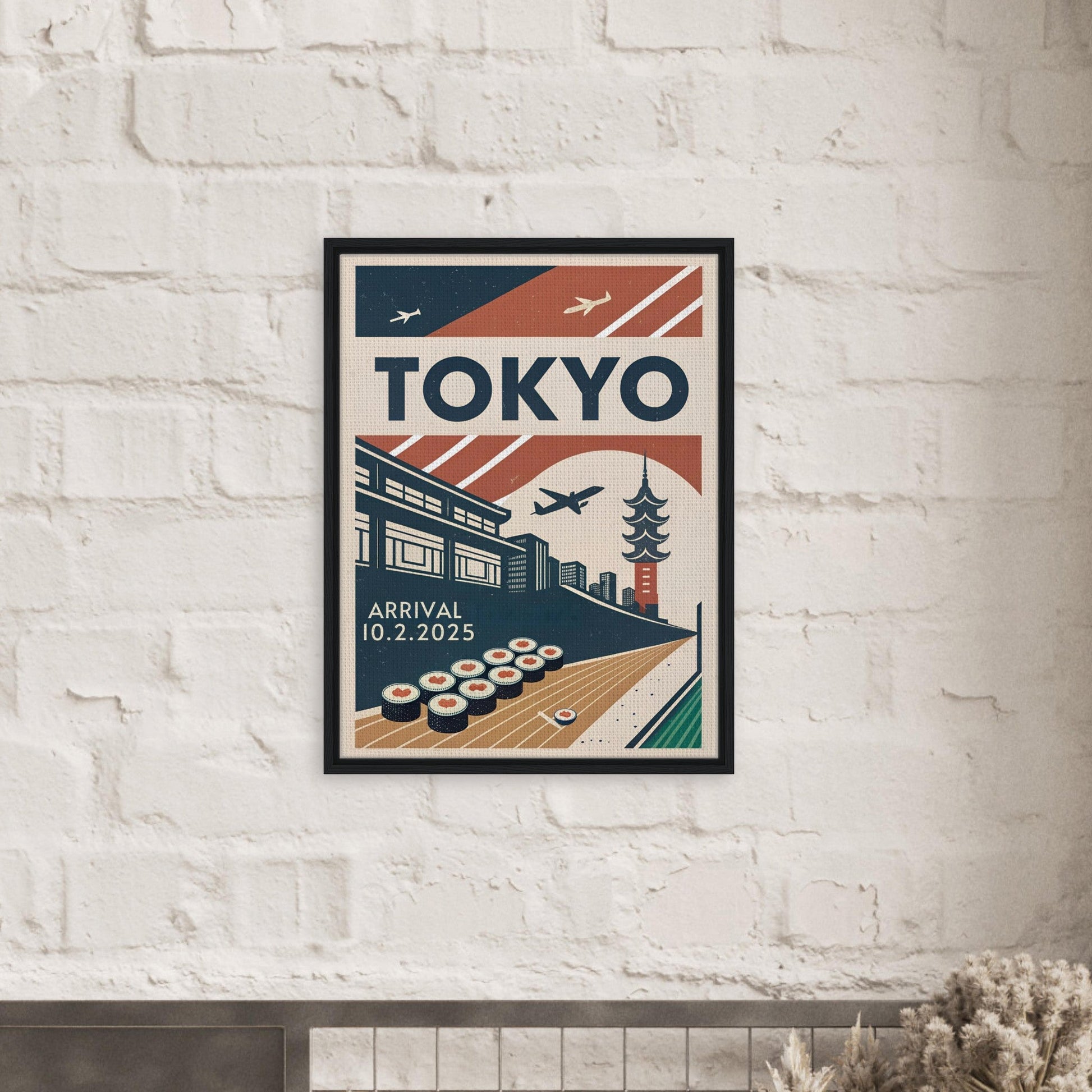 Personalized Tokyo Vintage Travel Poster Canvas – Framed - Out of Office Outfitters - Print Material