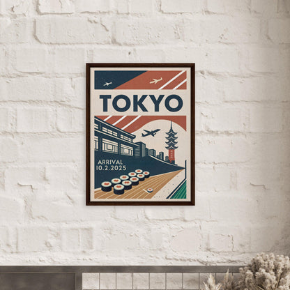 Personalized Tokyo Vintage Travel Poster Canvas – Framed - Out of Office Outfitters - Print Material
