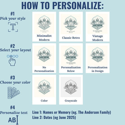 Personalized Travel Canvas – Santorini Wall Art - Out of Office Outfitters - Home Decor