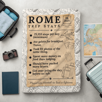 Personalized Trip Stats Blanket – Cozy Plush Travel Memory Throw - Out of Office Outfitters - All Over Prints