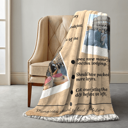 Personalized Trip Stats Blanket – Warm Sherpa Travel Memory Throw - Out of Office Outfitters - Home Decor