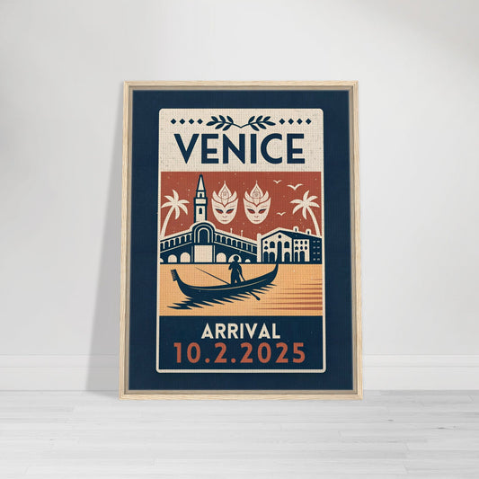Personalized Venice Vintage Travel Poster Canvas – Framed - Out of Office Outfitters - Print Material