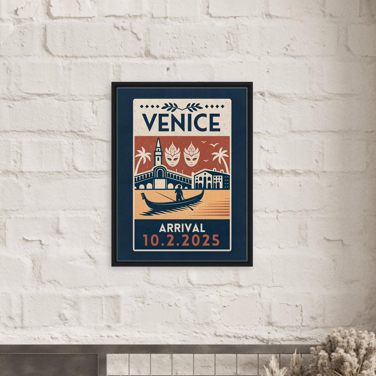 Personalized Venice Vintage Travel Poster Canvas – Framed - Out of Office Outfitters - Print Material